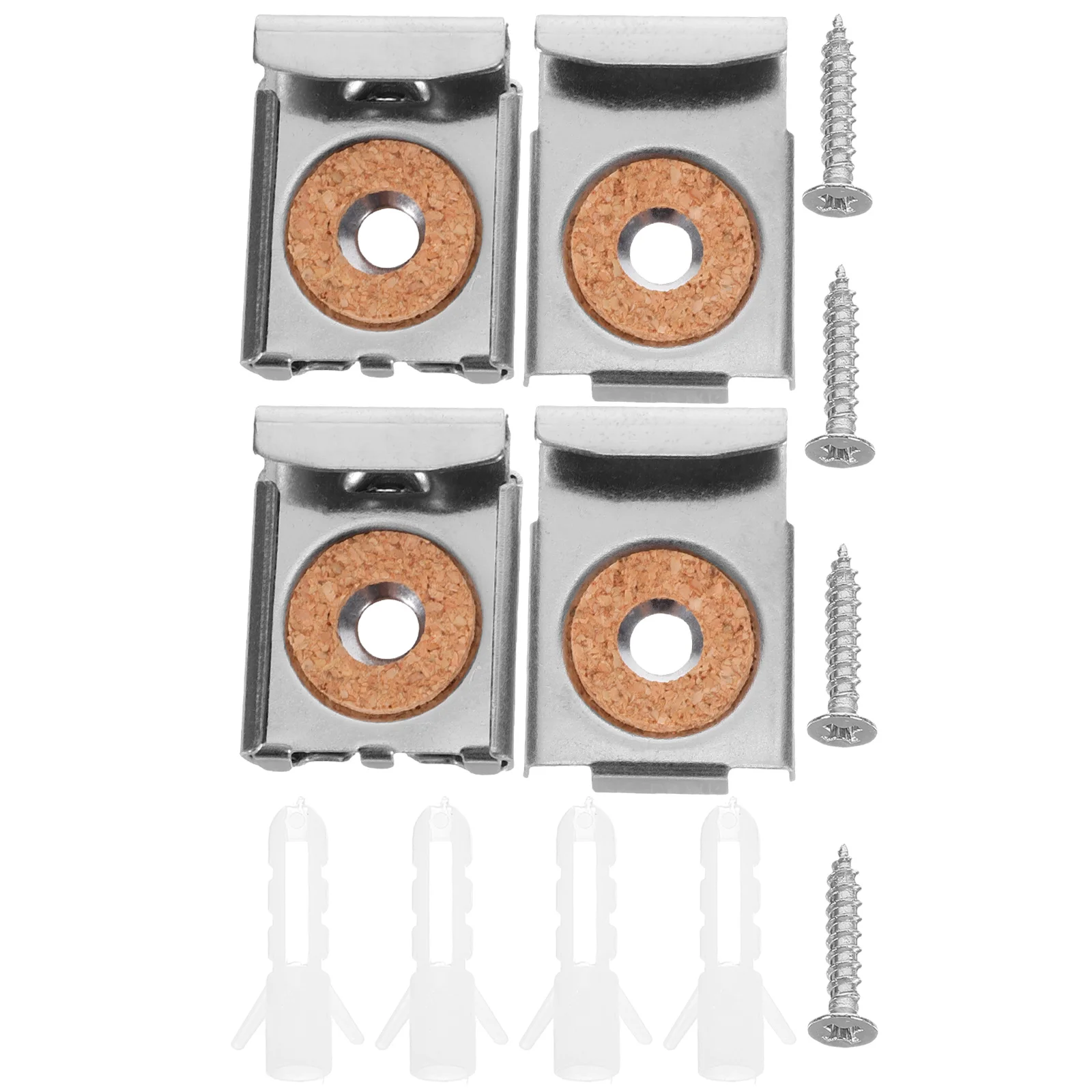

6 Sets Stainless Steel Mirror Holder Glass Shelf Bracket Mirror Hanging Clip