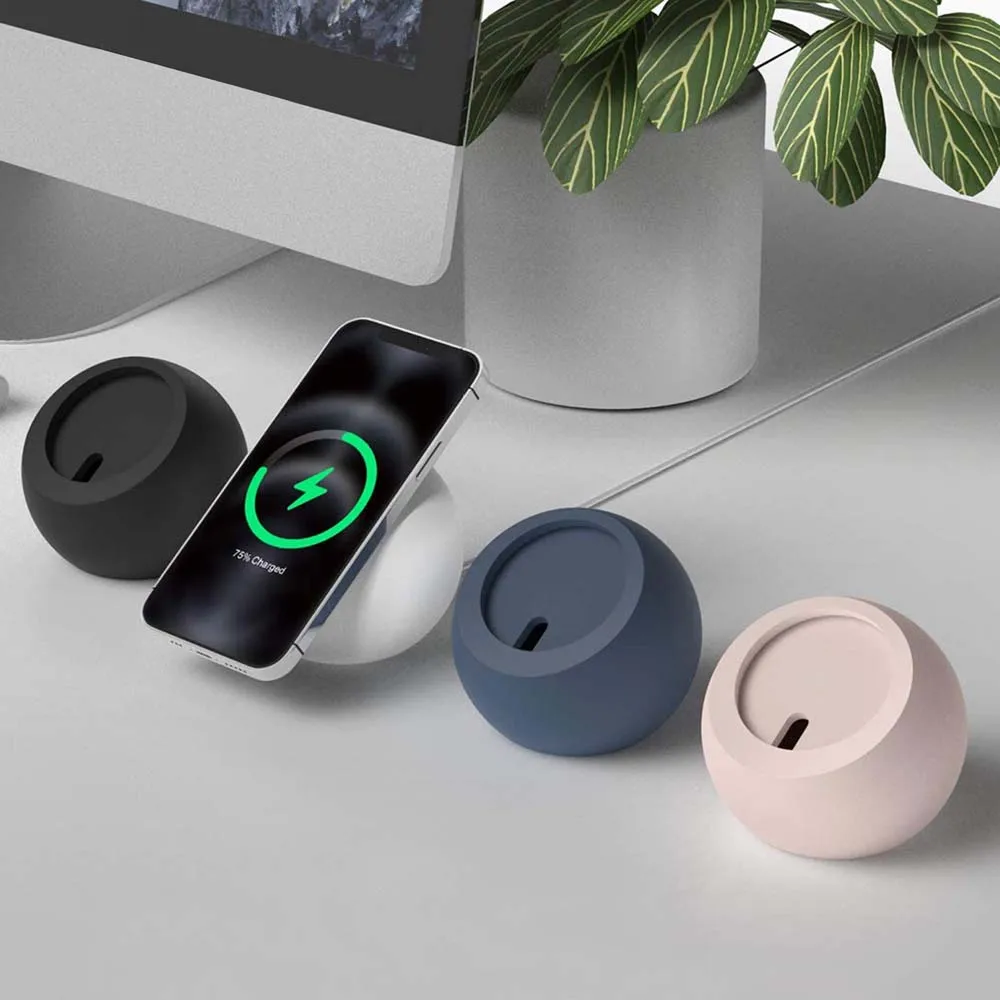 Desk Ball Shape Magnetic Silicone Charging Holder for Magsafe Apple IPhone 14 Pro Mac Safe Wireless Charger Dock Station Stand images - 6