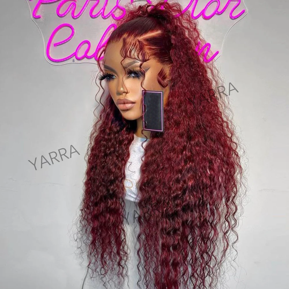 99J Темно-красный Ready Go Wig Бордовый Кудрявый Парик Человеческих Волос 13X4 13X6 Парики