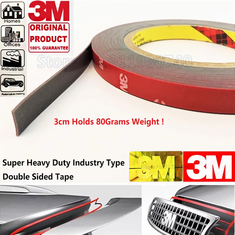 3M 3 Meter 3 M VHB 0.8MM Heavy Duty Mounting Double Sided Adhesive Acrylic Foam Tape 6mm 8mm 10mm 12mm 15mm 20mm 30mm 40mm 50mm