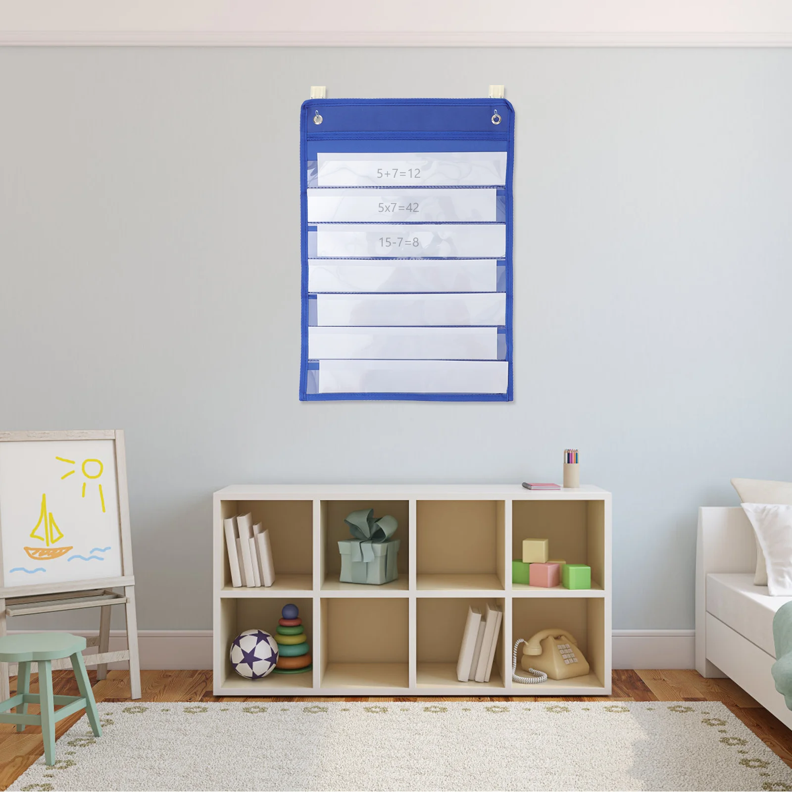 

Hanging Pocket Chart Holder Wall Storage Whiteboard Classroom File Schedule Organizer Calculator Document Magazine Files Cell