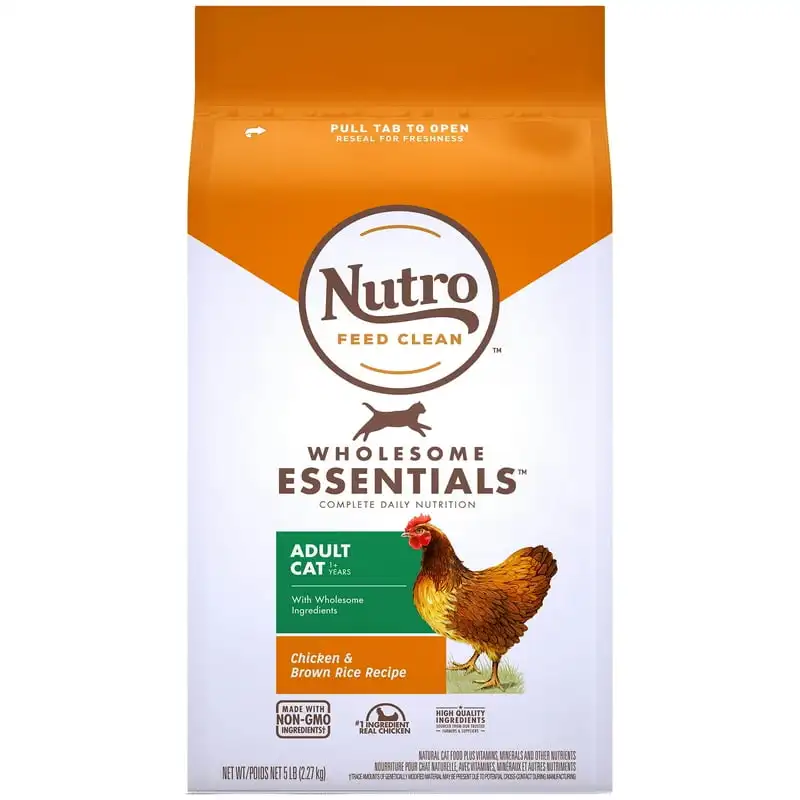 

Essentials Chicken & Brown Rice Flavor Dry Cat Food for Adult, 5 lb. Bag