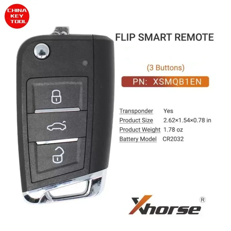 

1 шт. Xhorse Smart Flip дистанционный ключ для MQB Style 3 кнопки XSMQB1EN