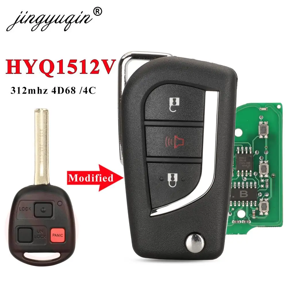 Jingyuqin-llave de coche con control remoto para Lexus, llave de coche con Chip 4D68/4C, 312MHZ, 2003-2008, GX470, 2003-2009, RX300, HYQ1512V