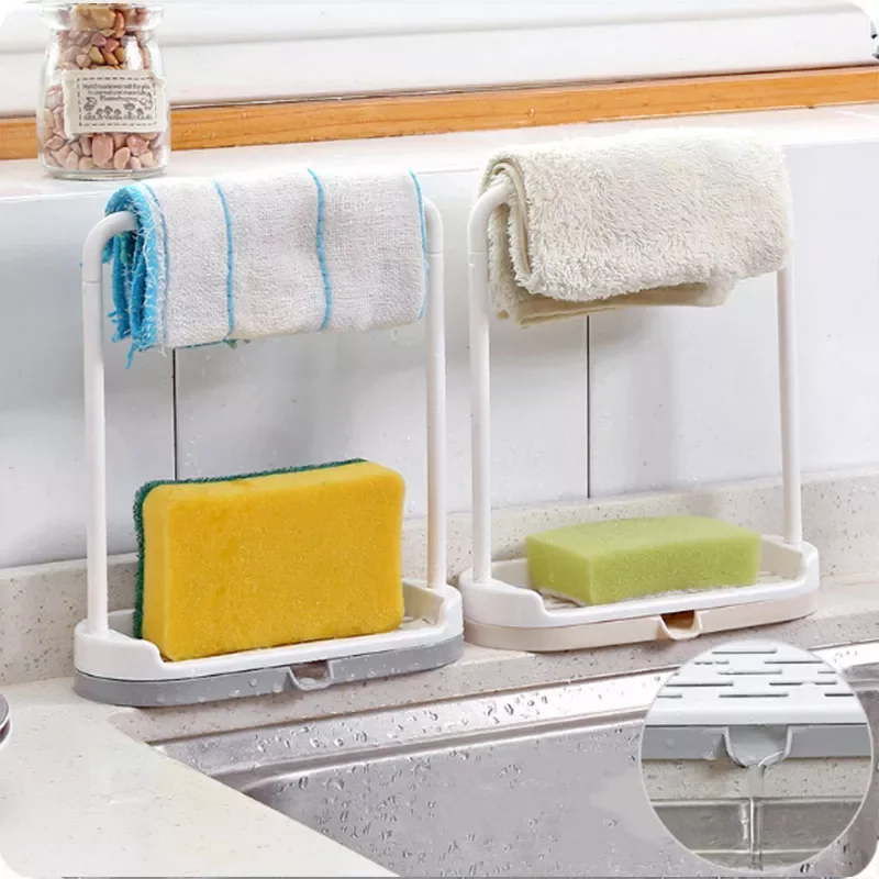

1 Pcs Towel Sponge Drain Racks Removable Sink Accessories Multifunction Kitchen Storage Holders Plastic Soap Shelf Gadget