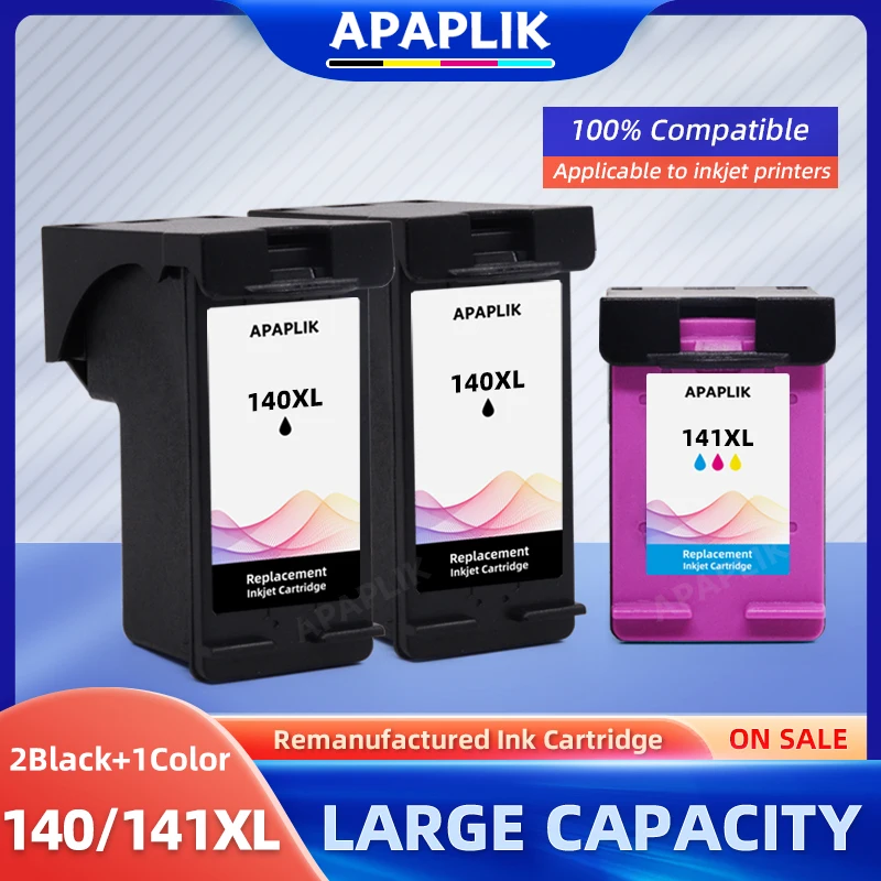 APAPLIK Compatible 140 141 XL Ink Cartridge Replacement For HP 140 141 Photosmart C4283 C4583 C4483 C5283 D5363 D4263 Printer