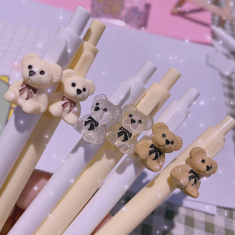 48 шт./лот креативная гелевая ручка с медведем Kawaii 0 5 мм черные чернила авторучки