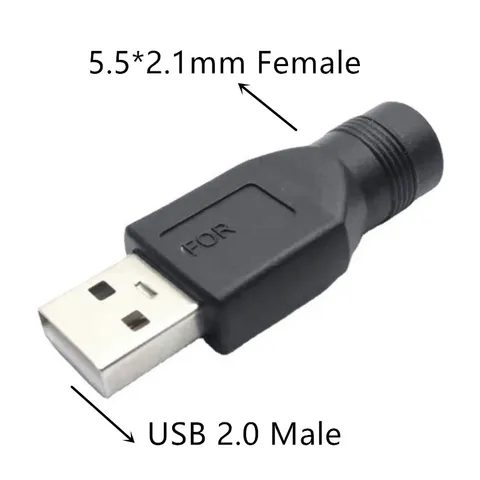 Женский разъем для USB 2,0, штекерный разъем 5 В постоянного тока, разъем-адаптер для ноутбука 5,5*2,1 мм, преобразователь для ноутбука, ПК, сделай сам