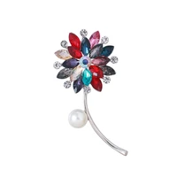 bouquet flower brooch colorful crystal jewelry for women wedding party rhinestone bride brooch pins dress accesories