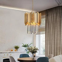 gold chrome 2 tier chandelier 3 lamps led luxury modern clear crystal design dining room living %e2%80%8ehanging restaurant chandeliers