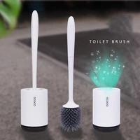 silicone toilet brush soft bristle bathroom gadget toilet bowl brush and holder set constructed of durable thermoplastic rubber
