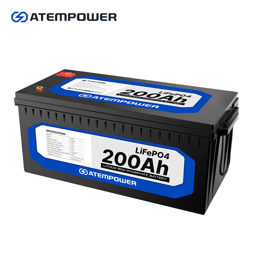 

ATEM POWER Deep Cycle Marine 4WD Portable 12V 200Ah LiFePO4 Lithium Battery