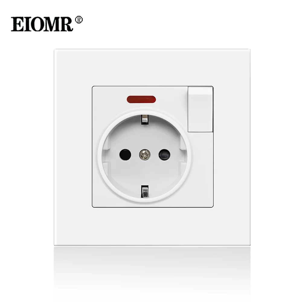Комбинированный настенный выключатель EIOMR EU, огнестойкая панель ПК, 110–250 В переменного тока, 16 А, европейские электрические розетки и выключатели