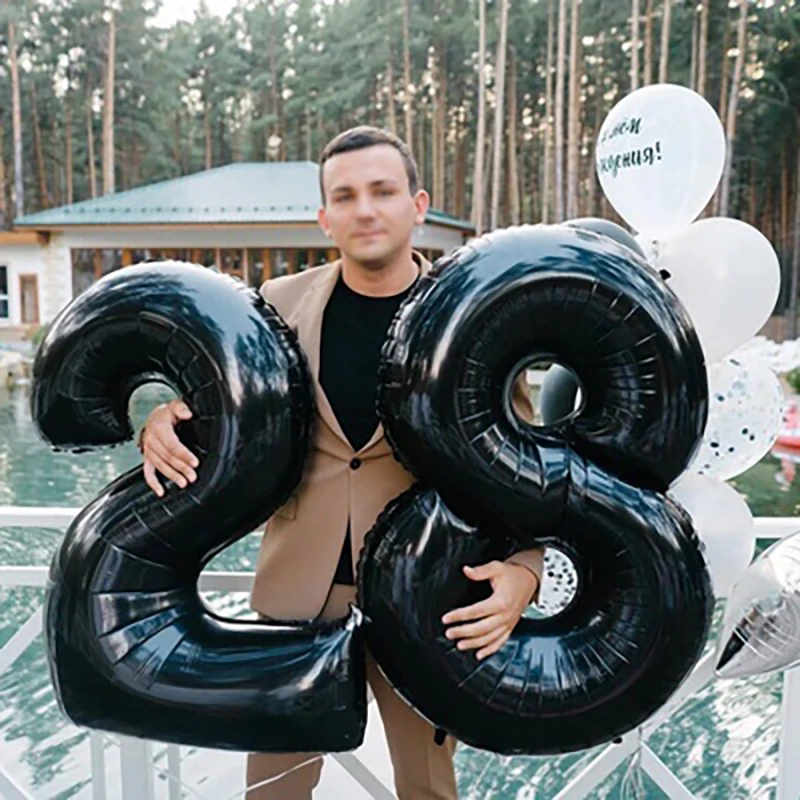 2 шт 40 дюймов черный агат воздушный шар баннер 18 25 30 70 День рождения украшение для