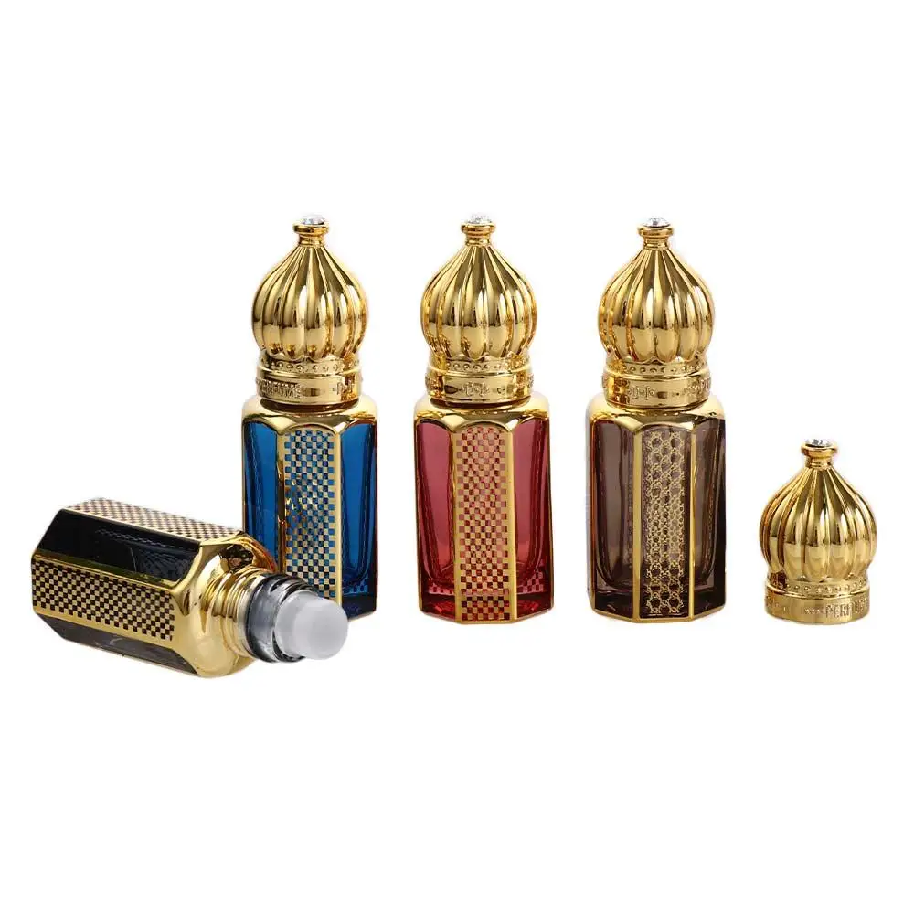 

6ml Mini Perfume Bottle Essential Oil Roller Ball Bottles Luxury Electroplating Carve Empty Refillable Dropper Bottles