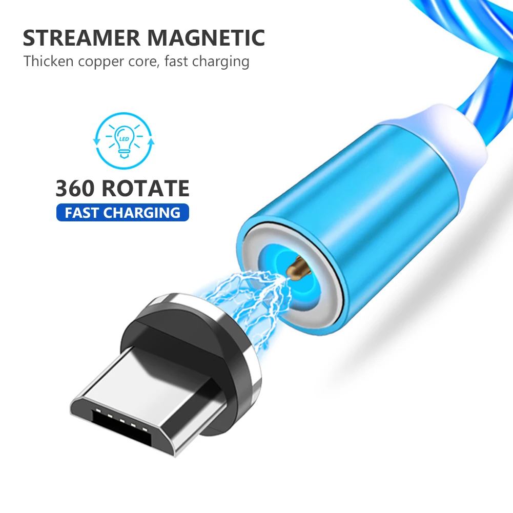 

5 шт. светящийся USB-кабель для быстрой зарядки со светодиодной подсветкой