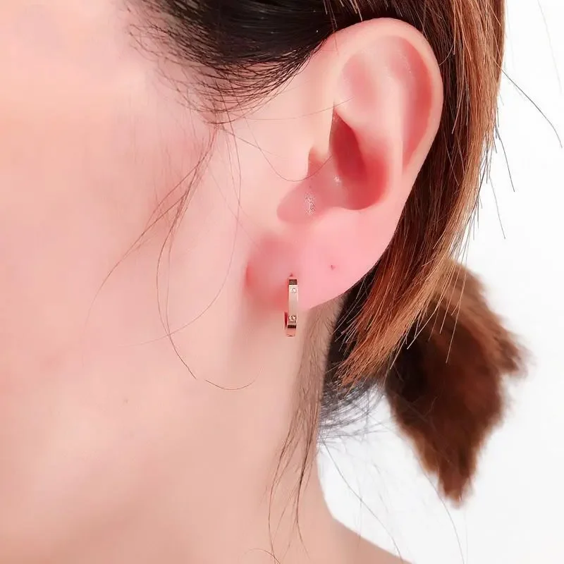 Модные простые серьги-кольца медные серьги с покрытием из розового золота для