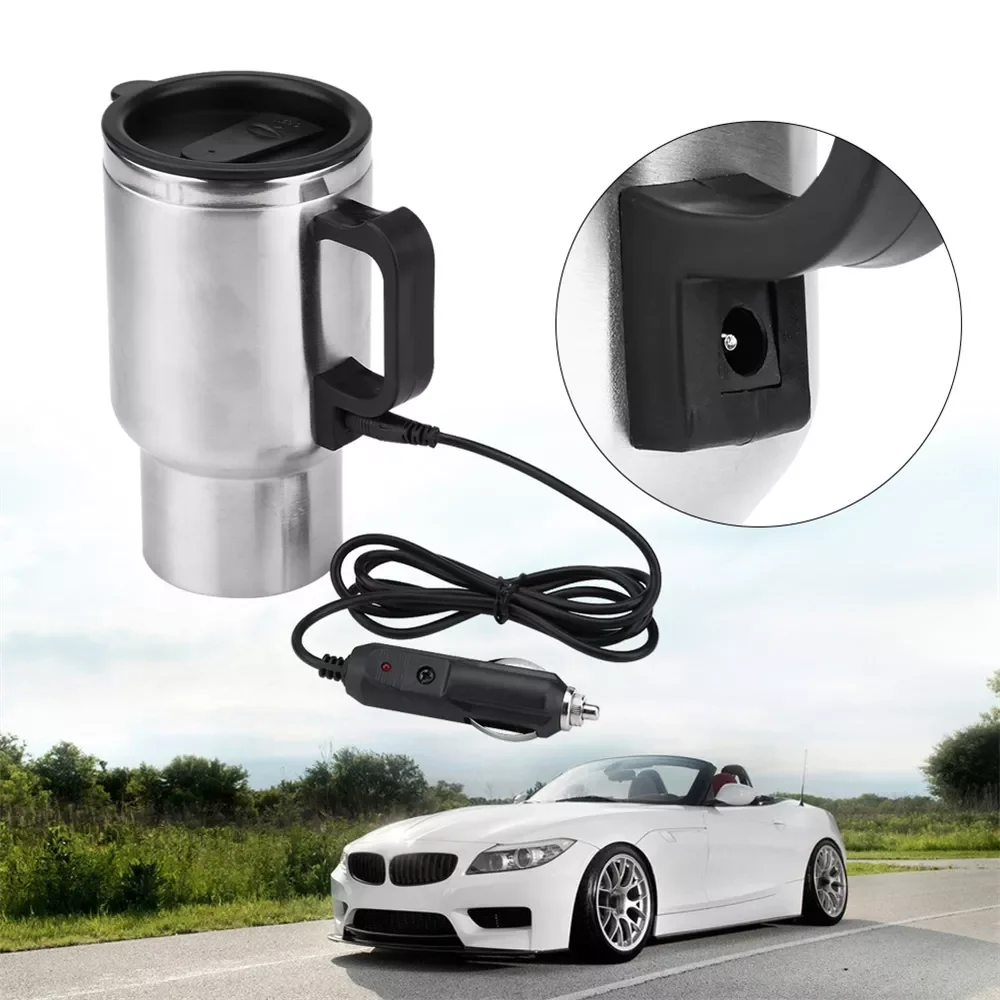 

Vehicle Heating Cup 500ML 12V Car Vehicle Heating Stainless Steel Water Cup Kettle Coffee Heated Mug Stainless Steel Accessories