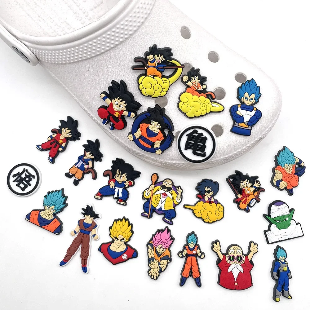 

22Pcs Dragon Ball Shoe Charms Kawaii Goku Vegeta Gohan Piccolo Kame Sennin Shoe Accessories Decration Crocs for Sandal Kid Gift