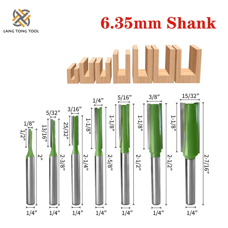 7Pcs 6mm/6.35mm Shank Single Double Flute Straight Bit Milling Cutter for Wood Tungsten Carbide Router Woodwork Tool LT013 - купить по