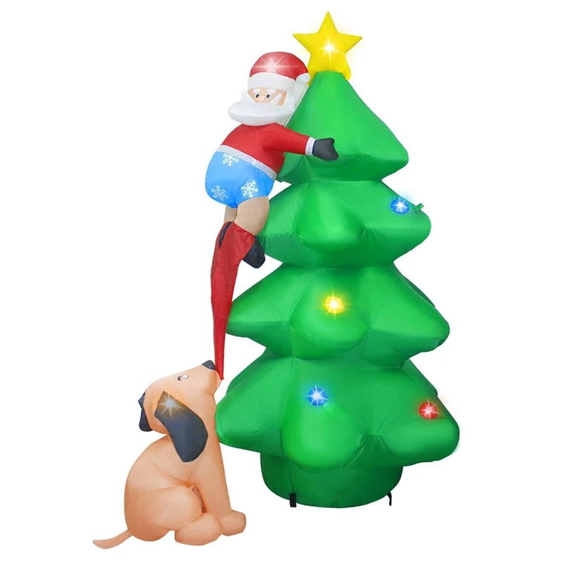 

6FT Christmas Inflatable Blow Up Decoration Inflatable Christmas Tree For Indoor Outdoor Yard Garden Lawn Square EU Plug