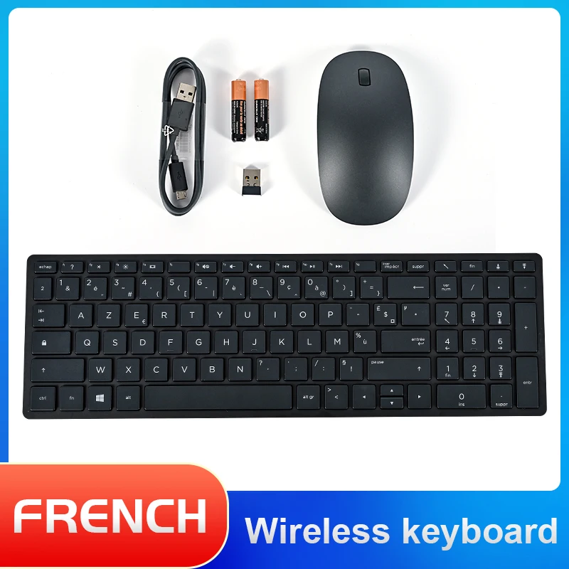 AH0G Rechargeable Wireless Keyboard and Mouse Set ENVY High-end Office Ultra-thin Silent French Keyboards