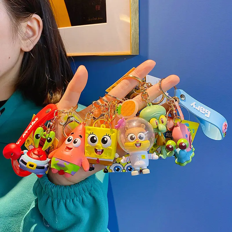 

6 Styles Original Spongebob Squarepants Patrick Star Series Exquisite Doll Car Keychain Cartoon Couple Pendant Kawaii Toy Gift