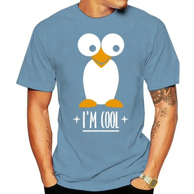 

Printed Casual I'm Cool Pinguin T-Shirt Man Kawaii Anti-Wrinkle Gray Male Comic Tshirts 2022 Camisas Shirt Hiphop