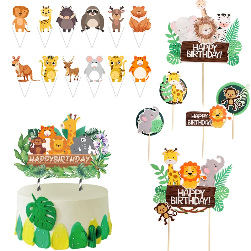 

Jungle Safari Party Decoration Boy 1st Birthday Banner Balloon Cake Topper Happy Birthday Party Baby Shower Supplies Kids Toy