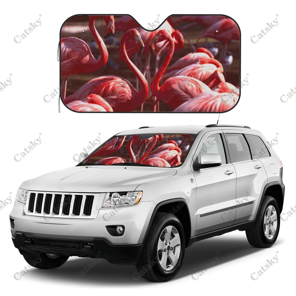 

flamingo animal Car Sunshade Interior Accessories Folding Sunscreen Anti-UV Pattern Printing Gift Sunshade