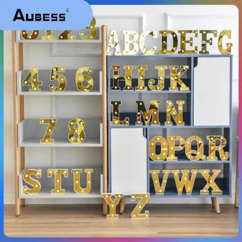 

LED Golden Digital Light For Marriage Proposal Birthday Holiday Romantic Decoration Light Marquee Sign Alphabet Light Wall Lamp