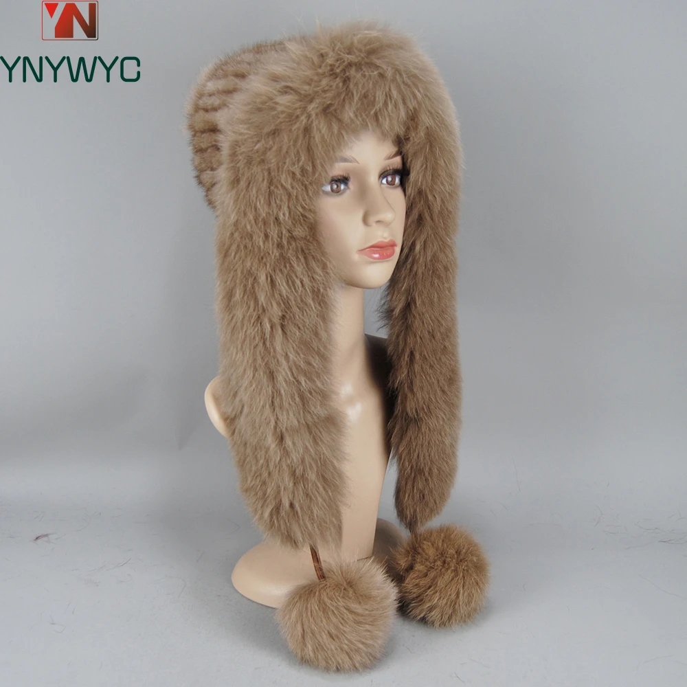 New Winter Women Warm Mink Fur Hat Scarf Sets Natural Knitted Real Mink Fur Hats Scarves 2 Pieces 100% Genuine Fur Cap Muffler