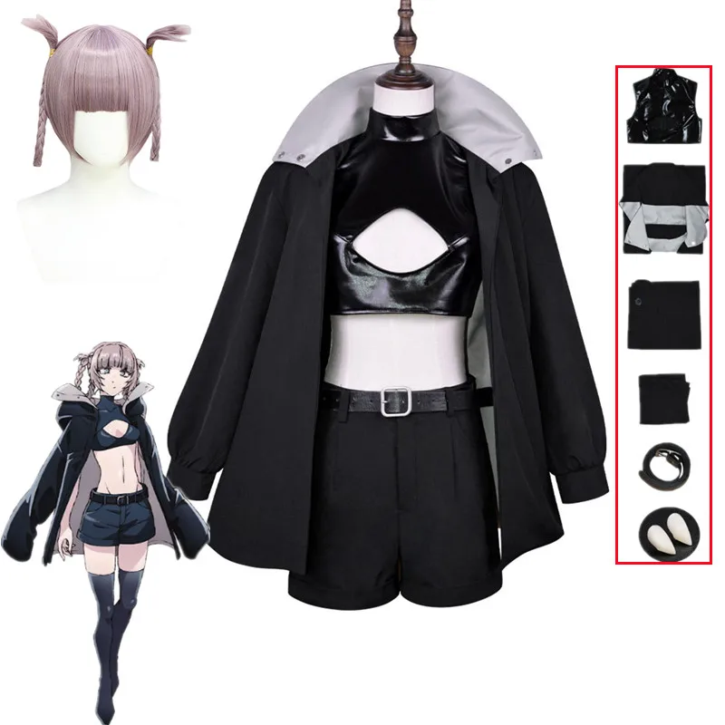 

Anime Call of The Night Nanakusa Nazuna Cosplay Costume Black Cloak Jacket Vest Shorts Outfit Yofukashi No Uta Halloween Clothes