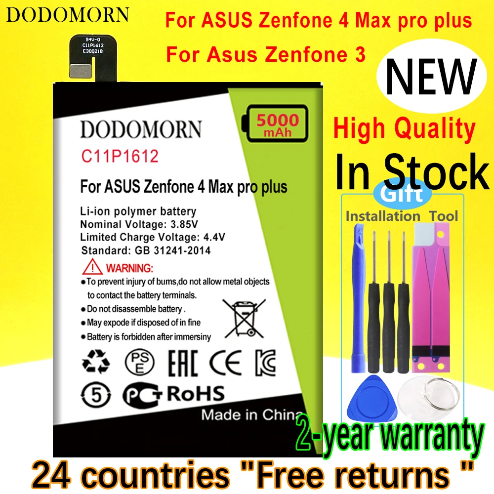 

DODOMORN C11P1612 Battery For ASUS Zenfone 4 Max pro plus ZC554KL X00ID 5.5 For Asus Zenfone 3 ZOOM ZE553KL Z01HDA Phone
