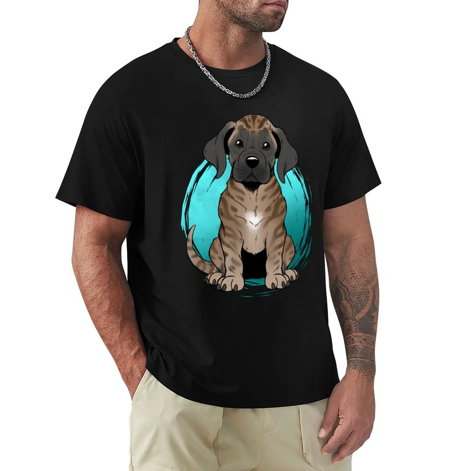 Cute Brindle English Mastiff Puppy Smiling T-Shirt дизайнерские рубашки рубашка на заказ простые черные