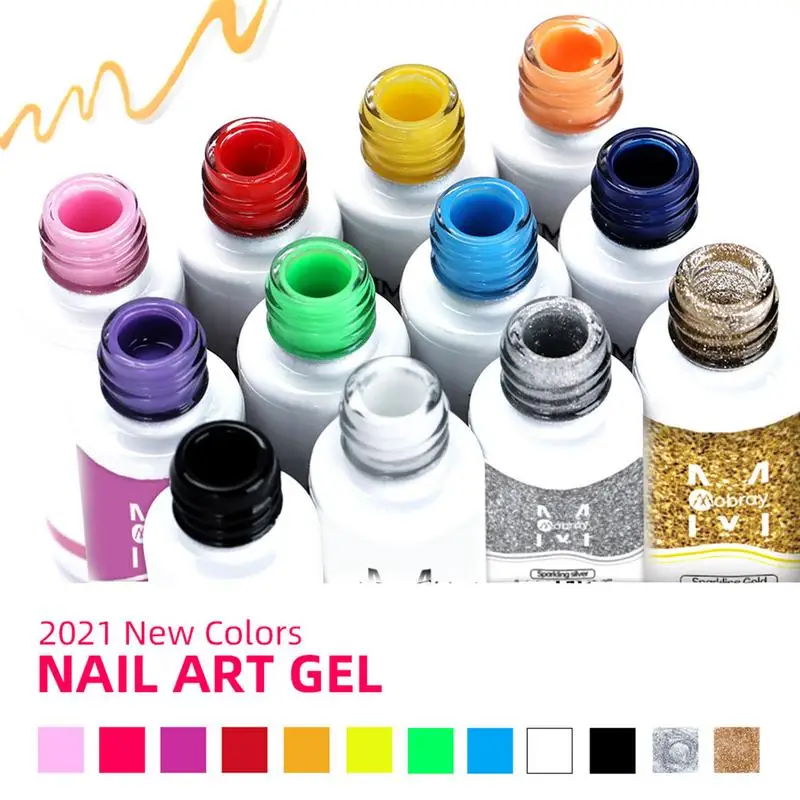 

12Bottle/Set Neon Nail Art Gel Polish Paint Line Brush Soak Off UV/LED Drawing Varnish Pull Liner Pen Salon Lacquer Decoraion