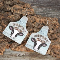 retro european and american western style earrings jewelry girls leather earrings creative ranch cow pattern leather earrings