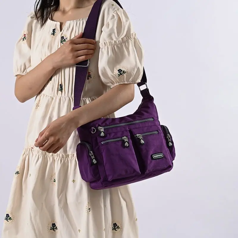 Multi Pocket Waterproof Oxford Cloth Bag Women Large Capacity Lightweight Travel Bag One Shoulder Crossbody Bag Women Cloth Bag