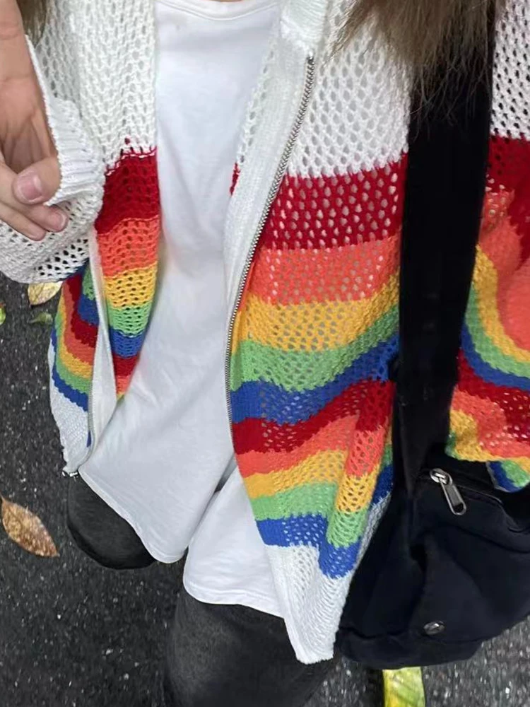 Уличная одежда ажурная сетчатая вязаная куртка с капюшоном мужские модные