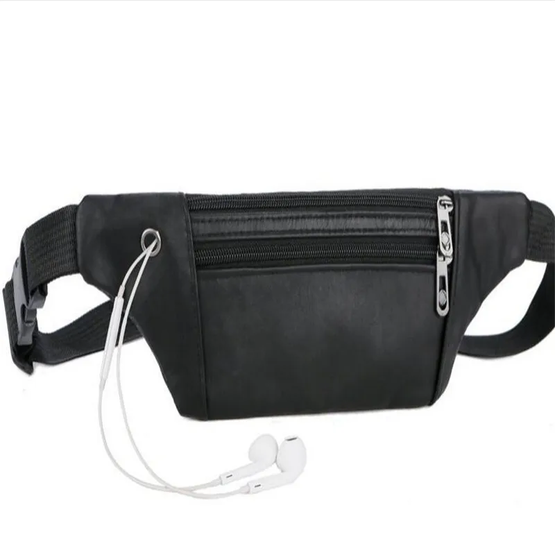 

Fashion Men Genuine Leather Waist Bag Multi-pocket and Multiple Zipper Belt Bag Adjustable Belt Fanny Pack Shopping Phone Bags