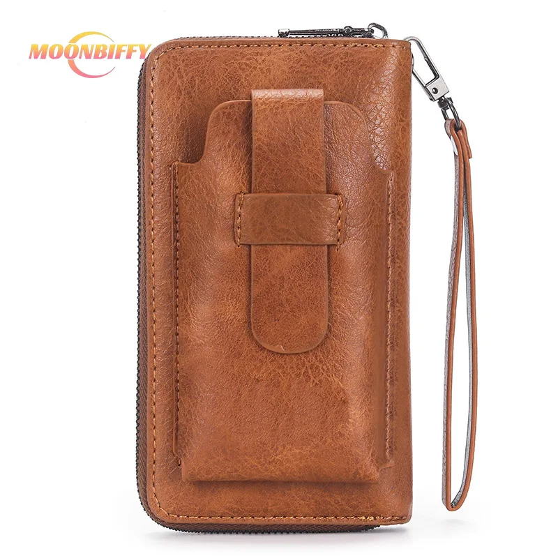 

Винтажные Длинные кошельки для мужчин, вместительный деловой бумажник на молнии, многофункциональный Повседневный клатч, 3 цвета