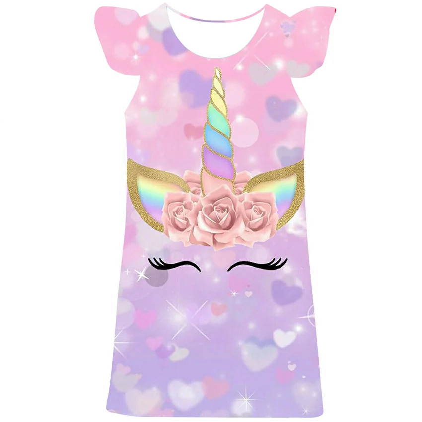 

Lovely Unicorn Dress for Girl Kids Costumes Halloween Ball Gown Children Party Birthday Dresses New Cartoon Casual Frocks Skirts