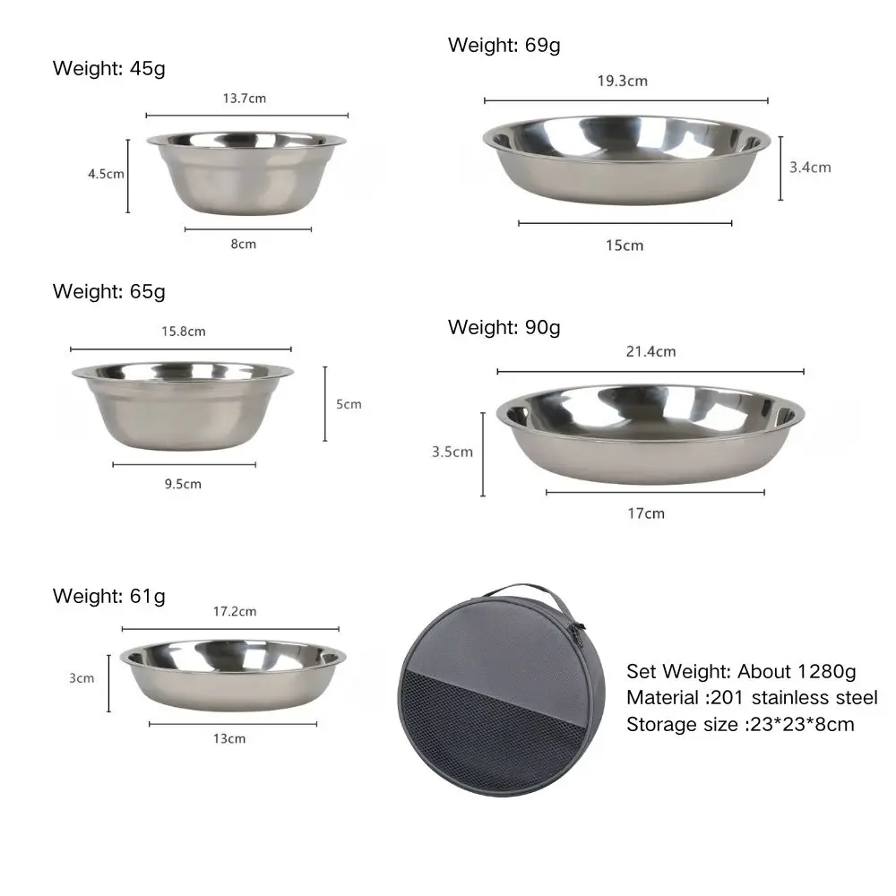 Набор из 17 тарелок и мисок нержавеющей стали для кемпинга наборы набор посуды