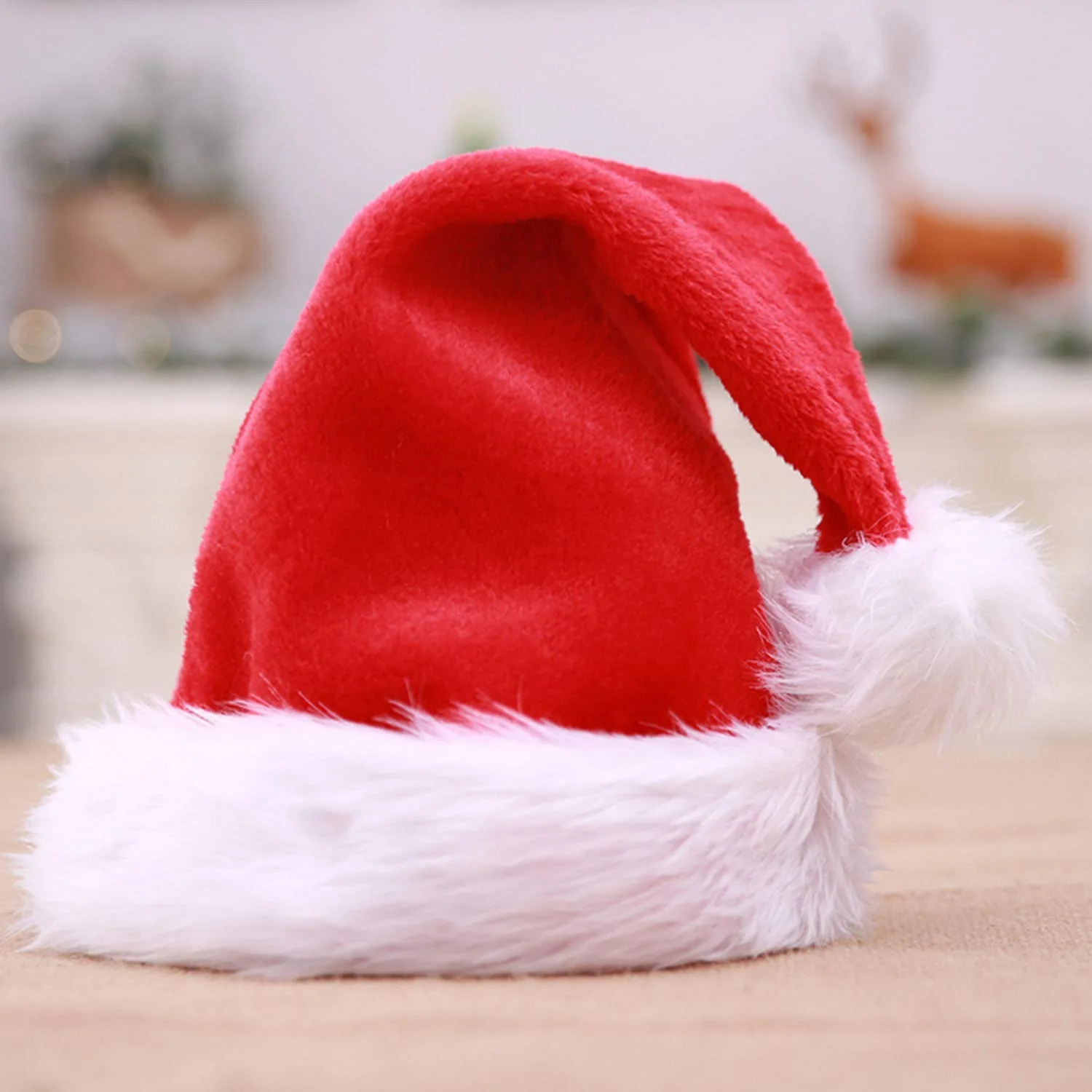Christmas Hat 2023 Decorations New Year Party Hats Adult Children Big Wool Ball Plush Caps Offers Outlet Free Shipping |