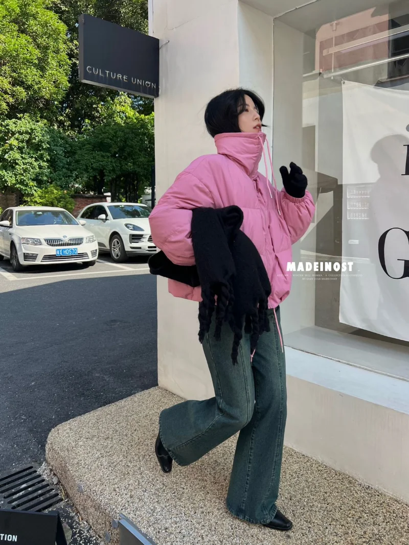 Winter Everything with Down Jacket New Solid Color Thickened Large Lapel Two Wear Cotton Jacket Loose Warm Casual Down Jacket