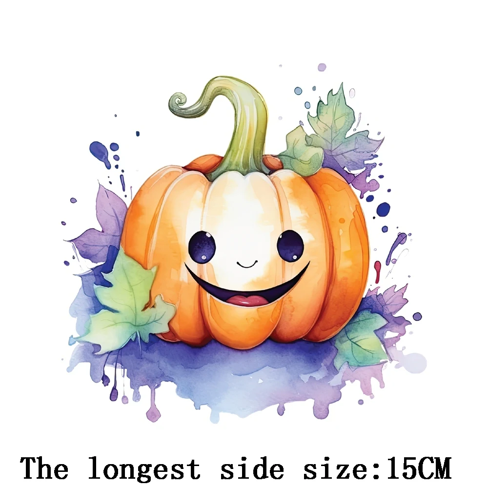 Детская одежда наклейка мультфильм Хэллоуин кавайная тыква термонаклейка