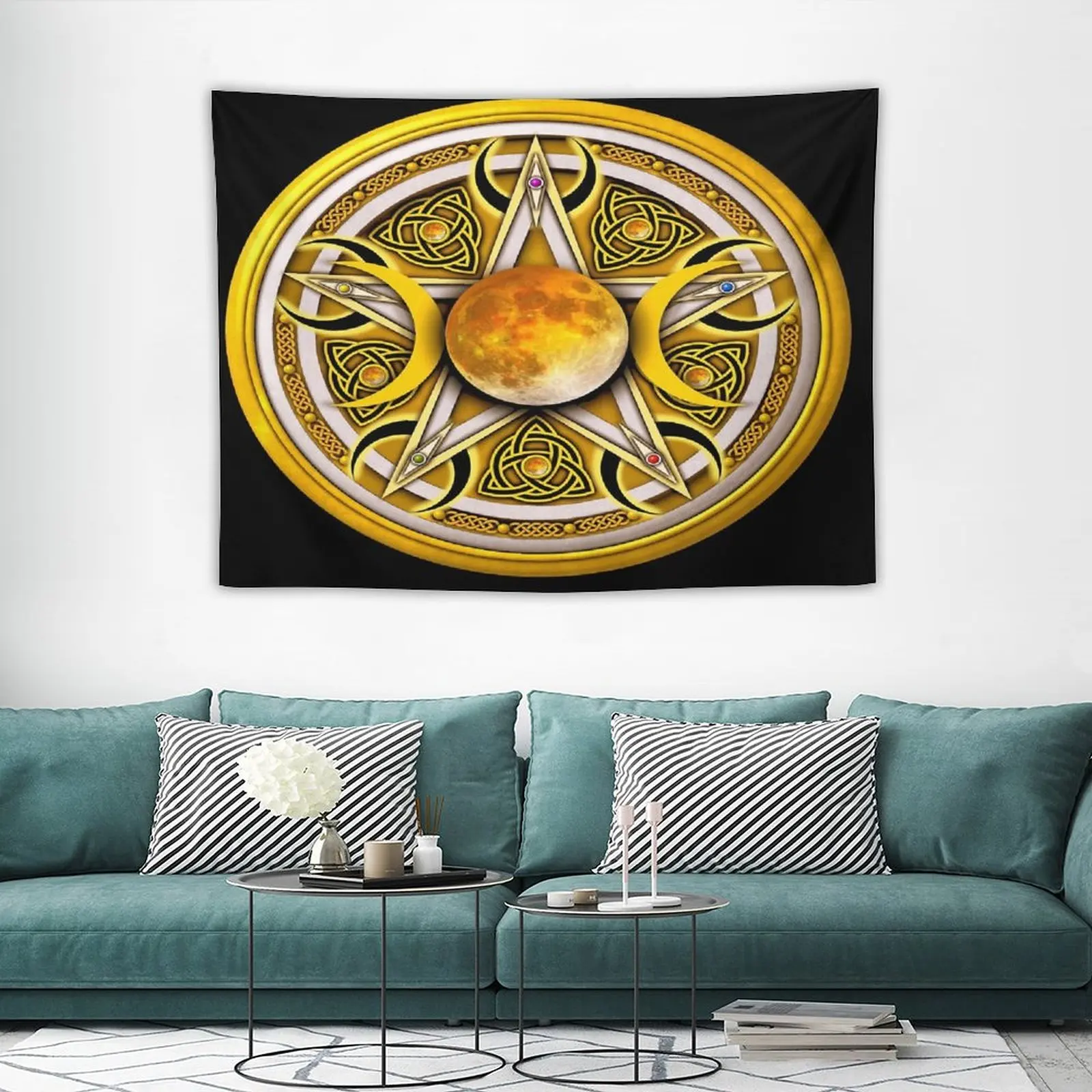 

Room Decor Tarot Yellow Pagan Pentacle Tapestry Home Decor Aesthetic Wall Coverings Decoration Wall