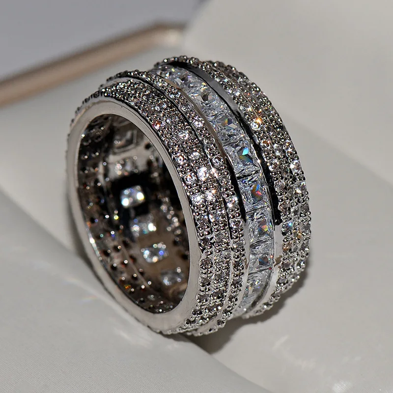 

DIWENFU 100% S925 Silver Jewelry Diamond Ring for Women Men Silver 925 Jewelry Anillos De Bizuteria Wedding Bands Ring Box Anel