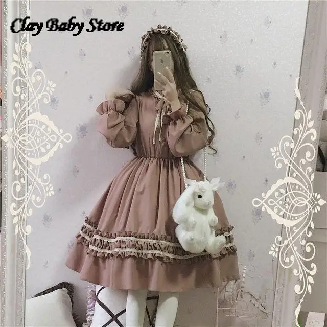 

2022 Spring Kawaii Lolita Style Dress Women Lace Maid Costume Dress Costume Sweet Gothic Party Robe Renaissance