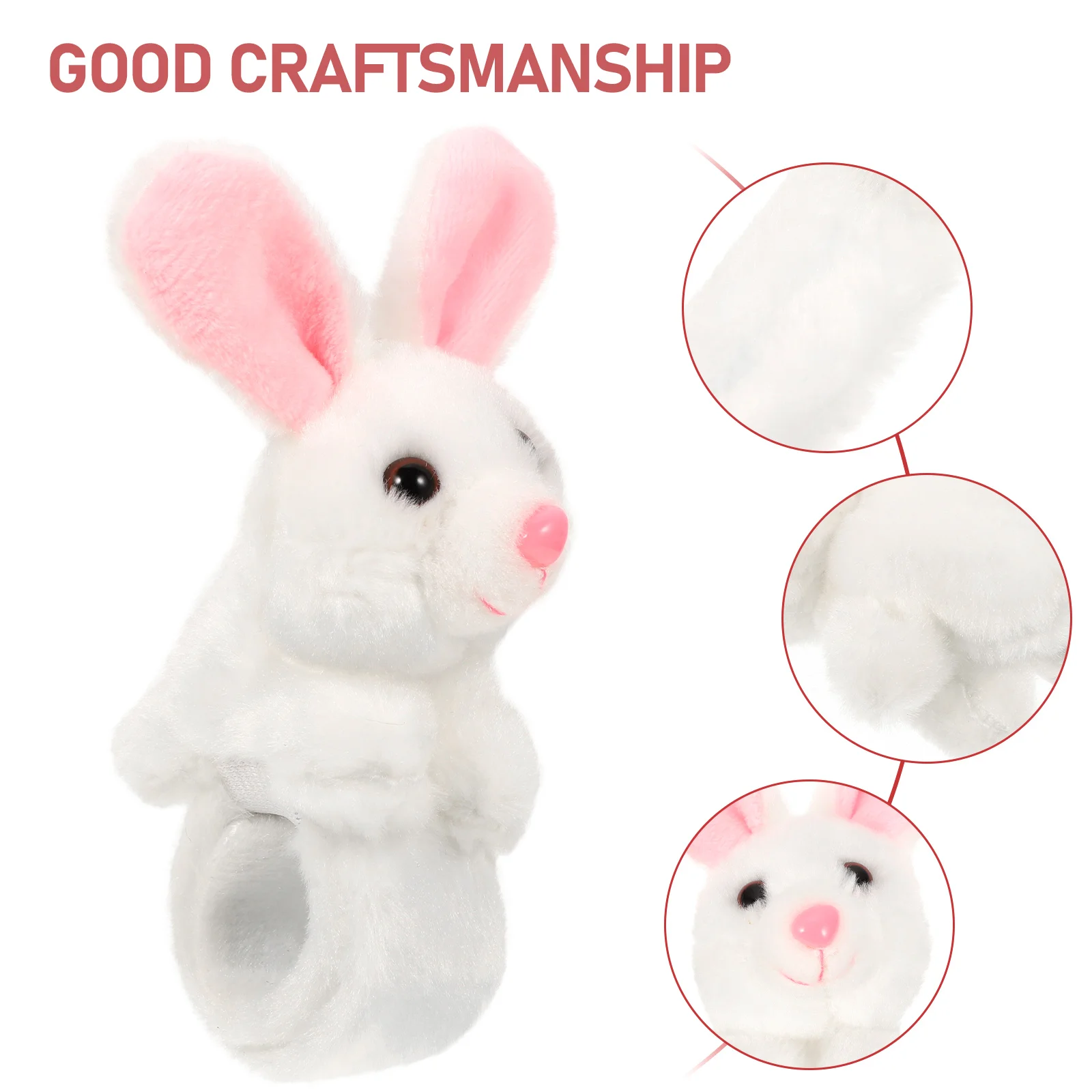 

2 Pcs Pop Circle Bracelet Plush Slap Bracelets Stuffed Bunny Wristband Party Favors Classroom Prizes Flannel Zoo Child Kids